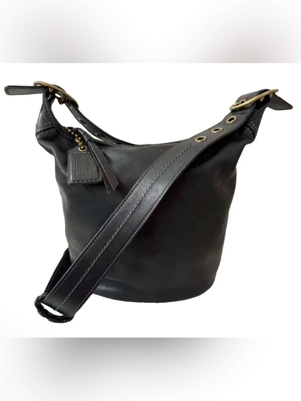 Coach 11422 Y2K Bleecker Medium Leather Duffel Tattersall (Black) - EUC
